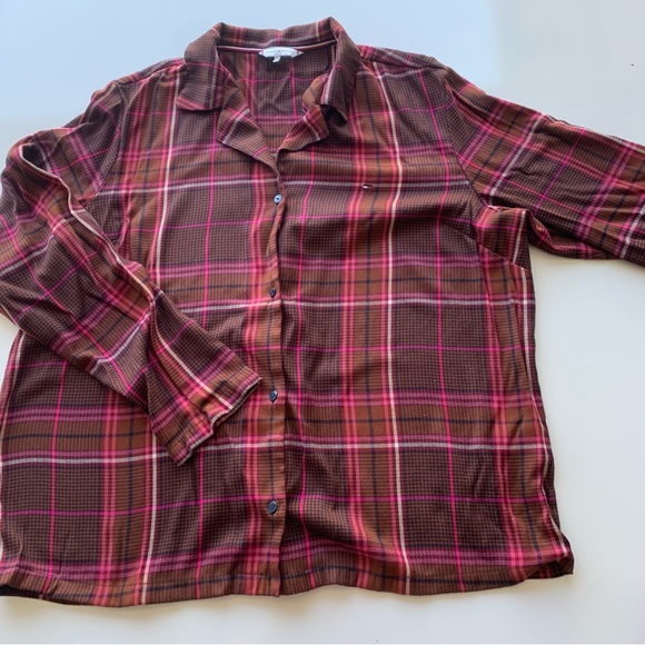 Tommy Hilfiger Original long sleeve flannel plaid pajama set in red Size XL - Picture 3 of 14